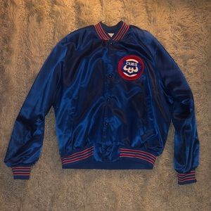 VINTAGE Chicago Cubs satin bomber chalk line